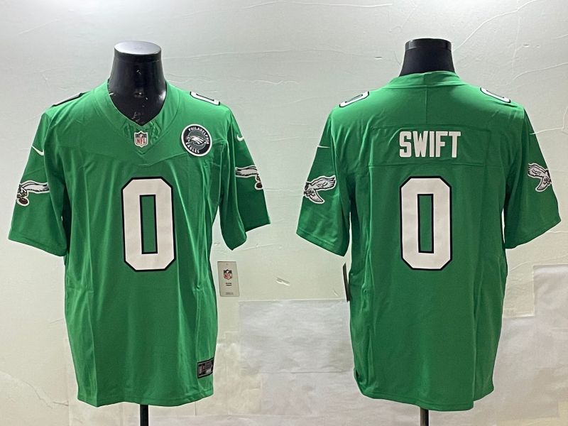 Men Philadelphia Eagles #0 Swift Green three generations 2025 Nike Vapor Limited NFL Jersey style 3